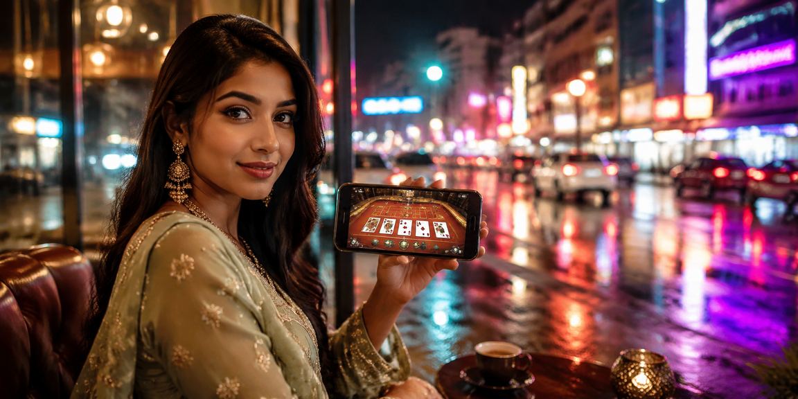 ঢাকায় নিয়নের আলোয় sona888vip আনদার বাহার লাইভ ক্যাসিনো গেম উপভোগ করছেন একজন ব্যবহারকারী